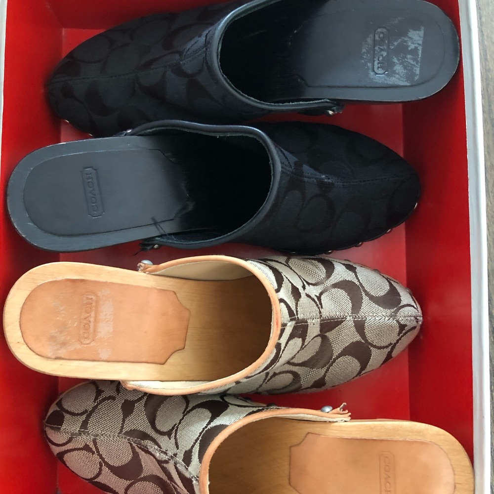 Black Coach Heels/Mules/Clogs - Picture 2 of 8
